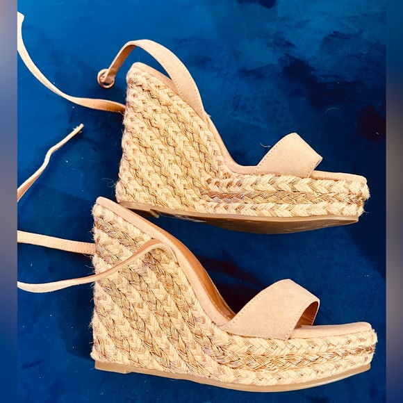 ASOS Design Tula Espadrille Wedges in Beige - Picture 1 of 4